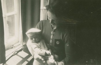John Dorsey as a baby wearing the woollen tam and and miss sent home by his father.