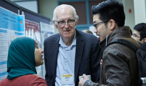 More than 60 teams of students at all levels of study presented posters for the MIRA Labarge Research Day competition. Photo by Mike Lalich 