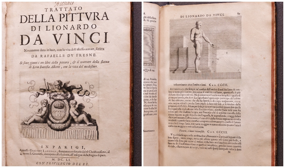 DA VINCI, Leonardo & DU FRESNE, Rafaelle. Trattato dellapittvra di Lionardo da Vinci : nouamente dato in luce, con la vita dell'istesso autore. (First edition; Venice, 1556)