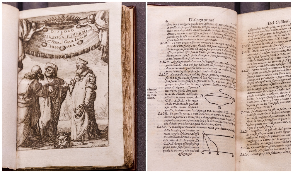 GALILEI, Galileo. Dialogodi Galileo Galilei Linceo matematico sopraordinario dello stvdio di Pisa. E filosofo, e matematico primario del serenissimo gr. dvca di Toscana. Doue ne i congressi di quattro giornate si discorre sopra i due massimi sistemi del mondo tolemaico, e copernicano; proponendo indeterminatamente le ragioni filosofiche, e naturali tanto per l'vna, quanto per l'altra parte. (First edition; Florence, 1632)