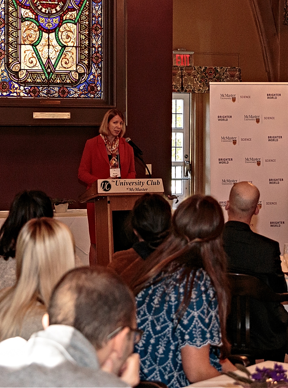 Dean of the Faculty of Science, Maureen MacDonald gives remarks at a recent reception highlighting the RBC Blue Water Foundation-funded projects.