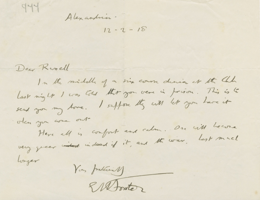 Letter to Bertrand Russell from E.M. Forester
