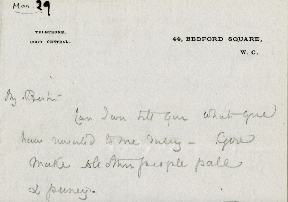 Letter to Russell from Ottoline Morell