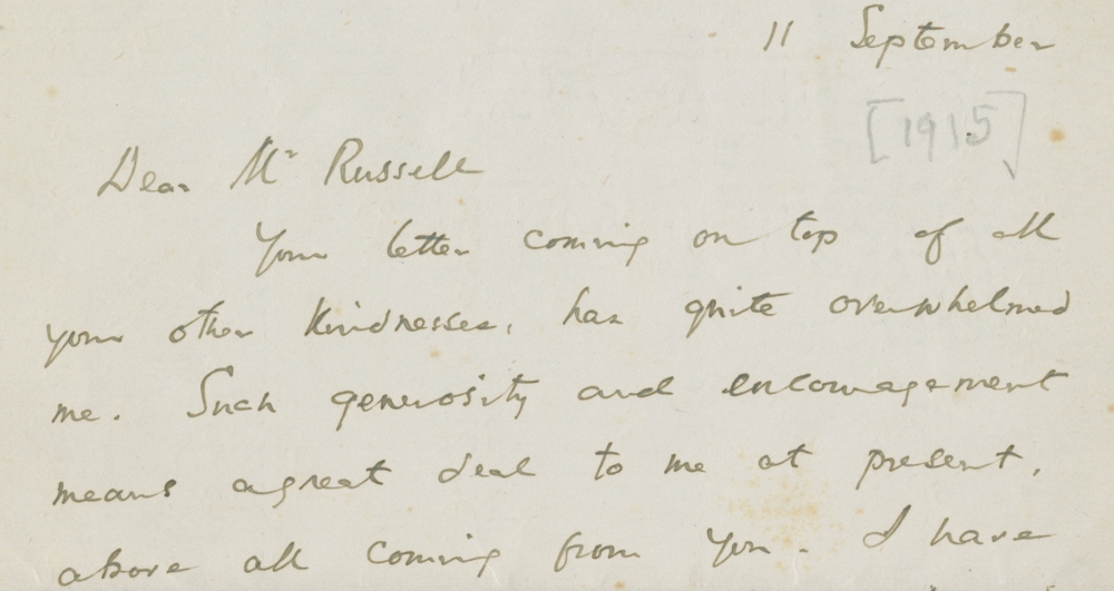 Letter to Bertrand Russell from T.S. Eliot