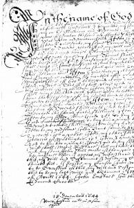 A manuscipt of a will from 1644