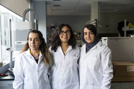 PhD students Fereshteh Bayat, Shaghayegh Moghimikandelousi, and Lubna Najm