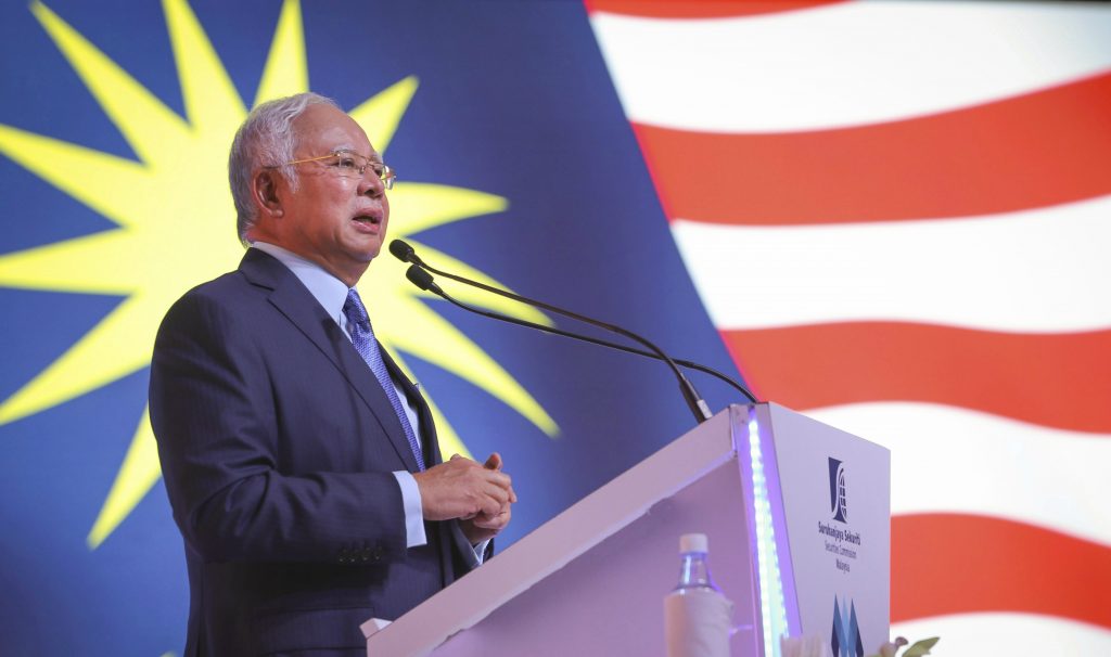 Malaysia’s Prime Minister Najib Razak speaks in Kuala Lumpur, Malaysia in February 2018. (AP Photo/Vincent Thian)