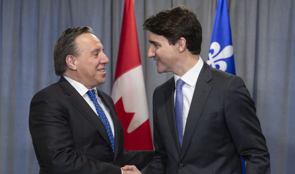 Prime Minister Justin Trudeau meets with Québec Premier François Legault in Janurary 2019. Paul Chiasson/ The Canadian Press