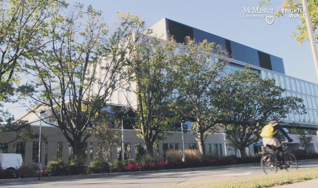 L. R . Wilson Hall on McMaster's campus, as seen from the road.