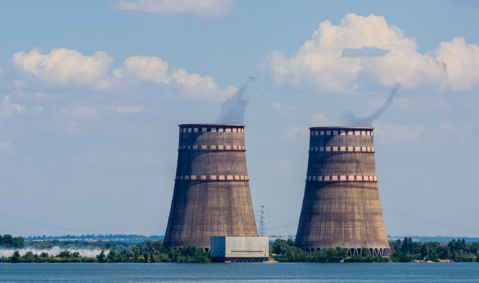Cooling towers of the Zaporizhzhia nuclear power plant.