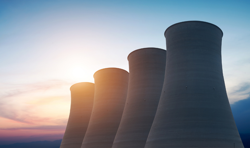 four cooling towers of a nuclear power plant