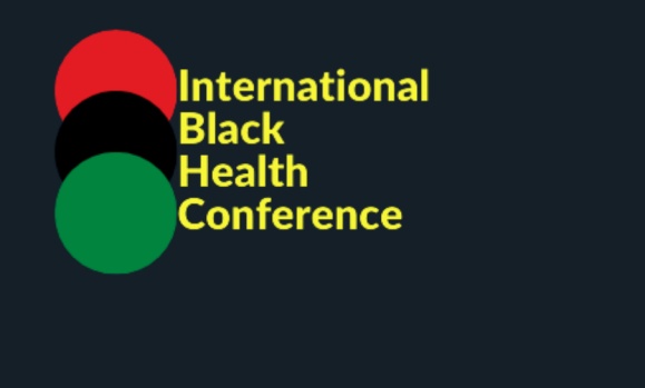 A black rectangle with the conference logo on it and the words: International Black Health Conference