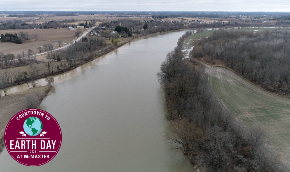 An aerial view of the Grand River