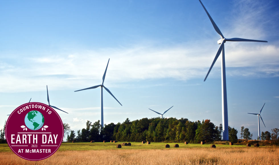 Wind turbines in a field