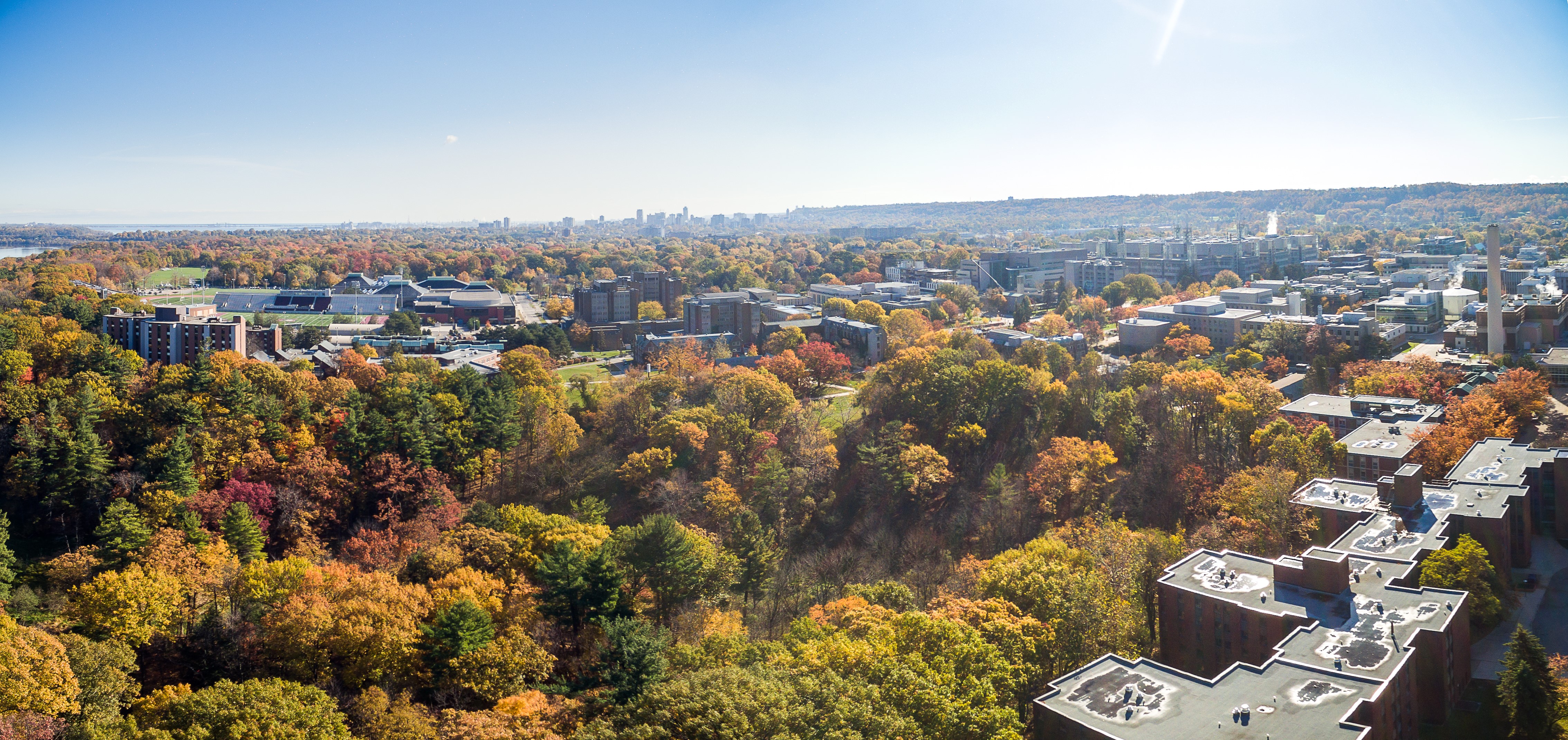 An aerial view of McMaster's west campus